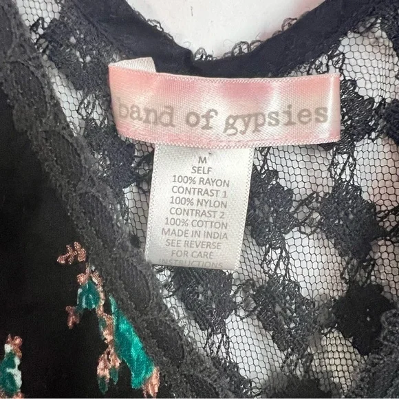 Band of Gypsies Dress SZ M BLK/Teal Lace 90s/Y2K Boho Fairy Whimsygoth Coquette - Picture 6 of 10